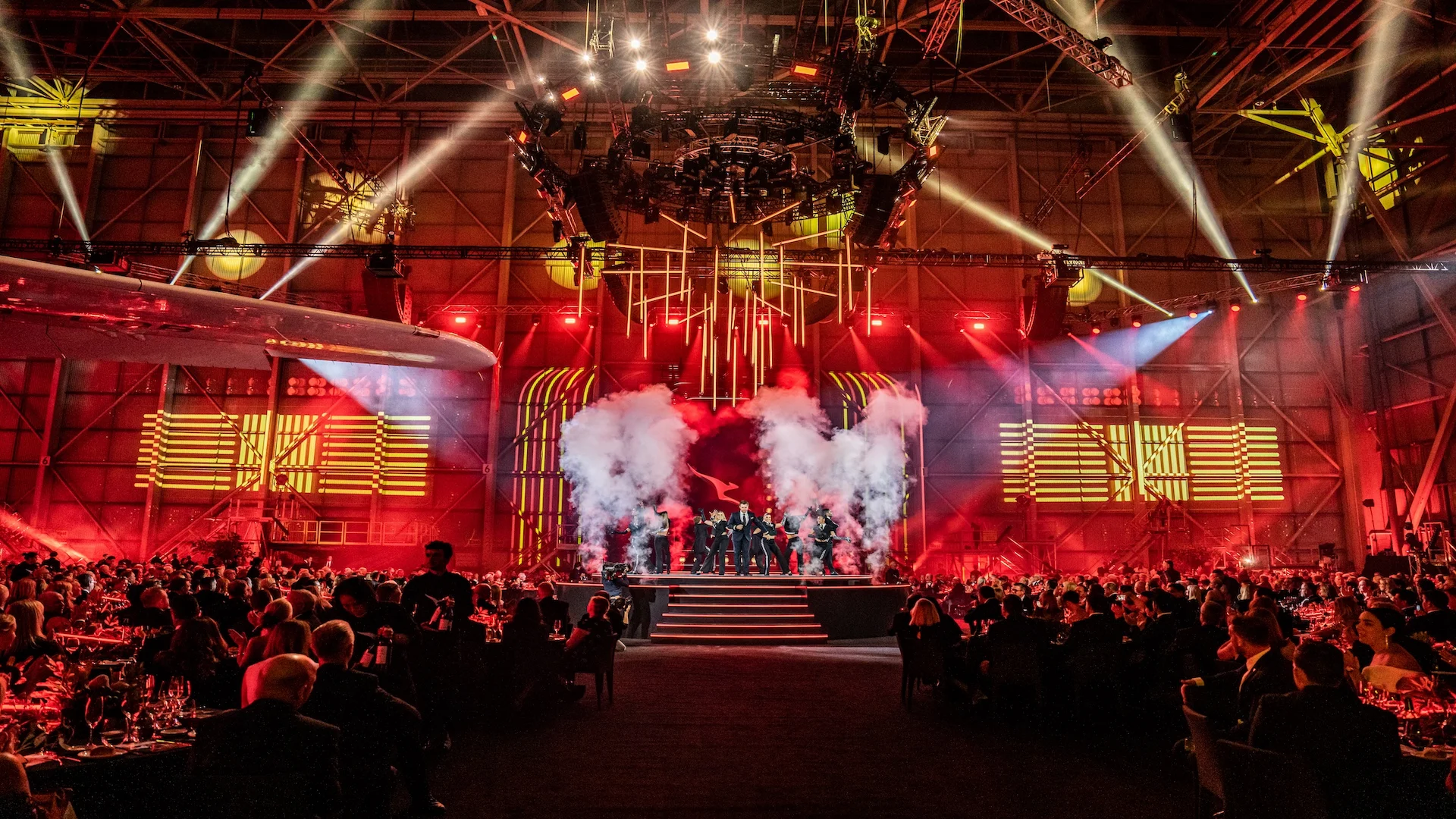 Qantas corporate event lighting production by Above and Beyond Production Services